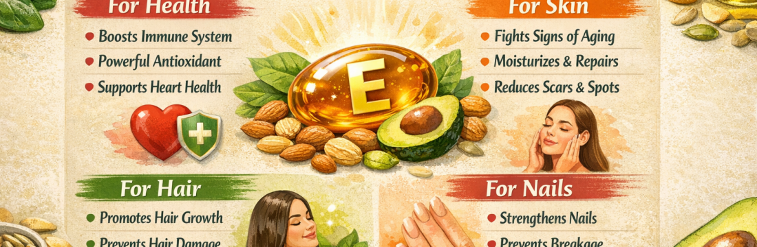 The Benefits of Vitamin E for Health, Skin, Hair and Nail
