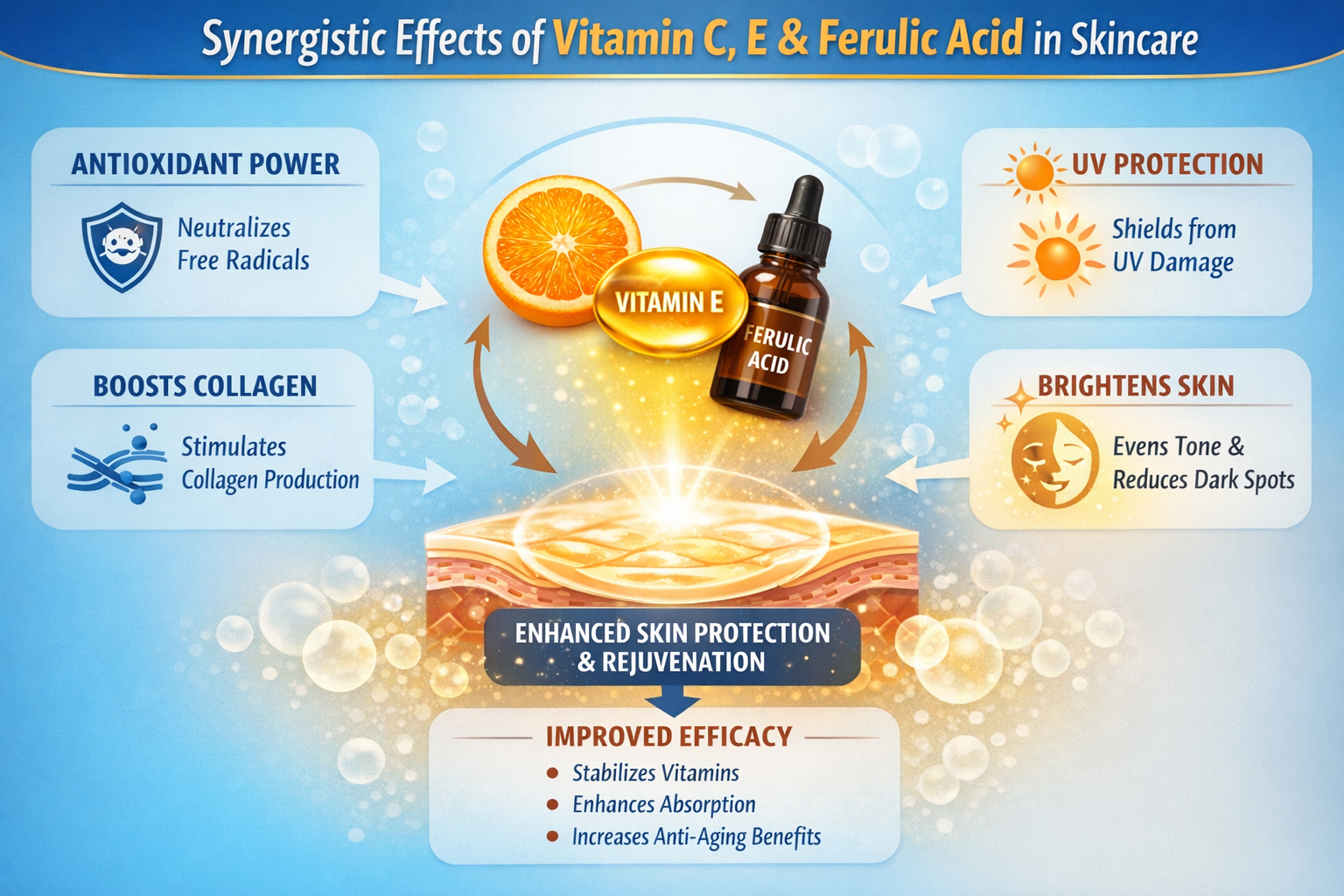 Synergistic Effects of Vitamin C and Ferulic Acid
