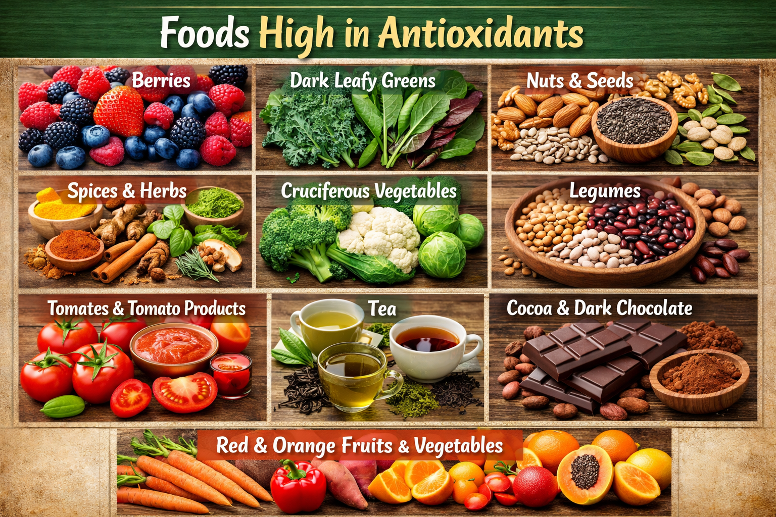 10 Types Of Antioxidant Rich Foods