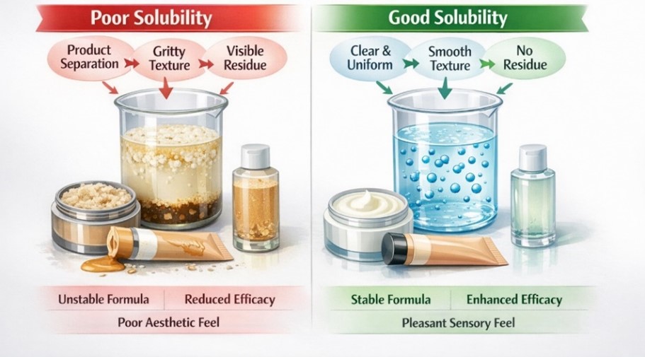 Solubility Determines Cosmetic Stability and User Experience